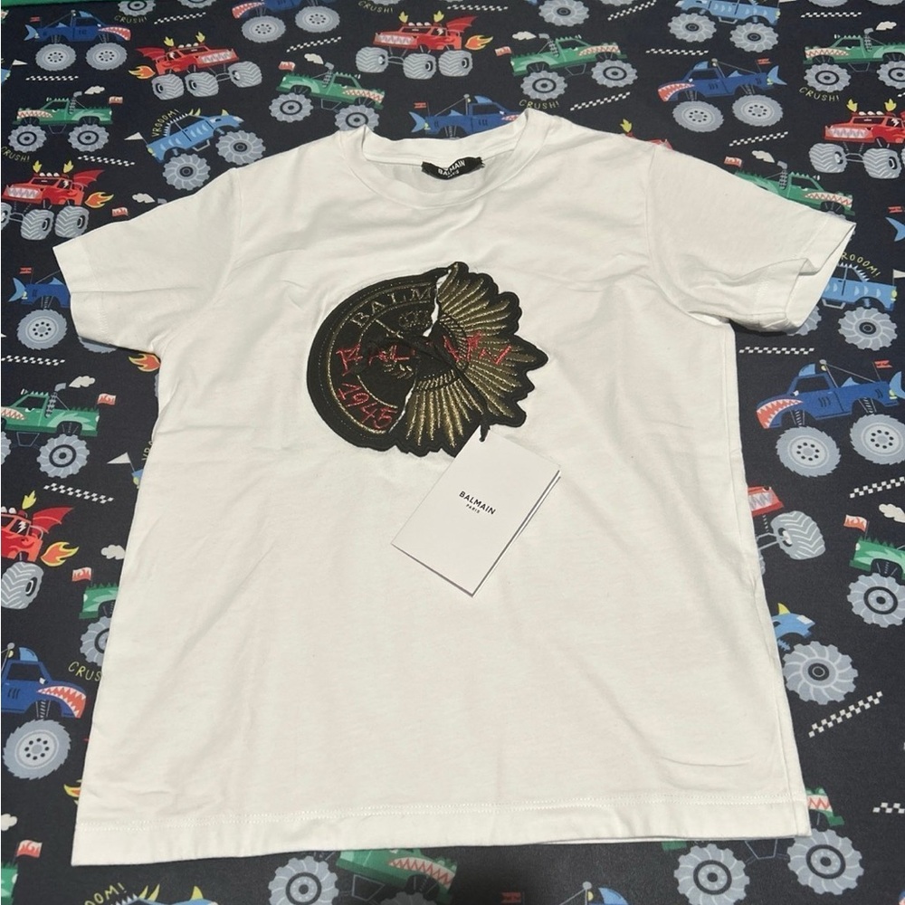 Balmain Kids Logo Patched T-shirt size 8 LIKE NEW!